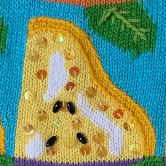 Janes Closet Cardigan Women's MEDIUM Beaded Sequins Fruit Artsy Knit Sweater - Picture 8 of 16